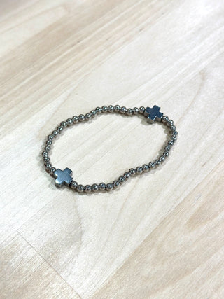 Bracelet Bar: Hematite Cross Beaded Bracelet