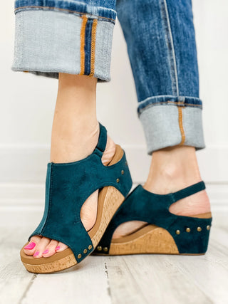 Carley Wedge - Teal Faux Suede