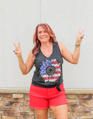 Patriotic Sunflower Graphic Tank Top