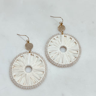 Wrapped Raffia Wheel Hoop Earrings