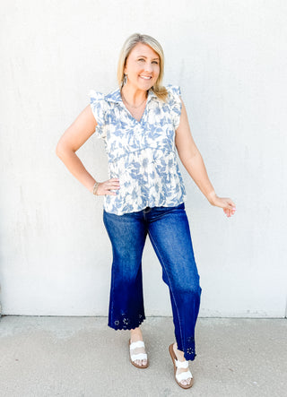 Cool Blooms Floral Blouse