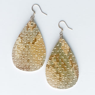 Leather Snakeskin Teardrop Earrings