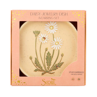 The Scout Jewelry Dish & Earrings Set is the perfect little gift for someone special—or a fun treat for yourself. Each beautifully coordinated set includes a stylish ceramic jewelry dish paired with a matching pair of 14K gold-dipped earrings, making it a thoughtful gift that's ready to give. Available in a variety of charming styles, it's perfect for birthdays, holidays, bridesmaids, teachers, or everyday surprises.

