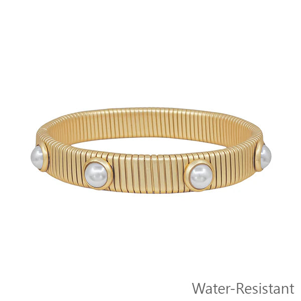 Ribbed Stretch Bracelet with Crystal Studded Accents