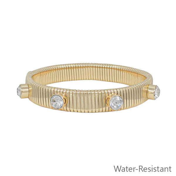 Ribbed Stretch Bracelet with Crystal Studded Accents