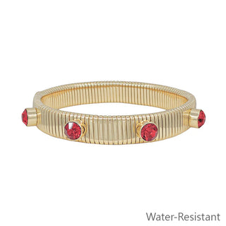 Ribbed Stretch Bracelet with Crystal Studded Accents