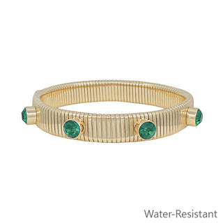 Ribbed Stretch Bracelet with Crystal Studded Accents