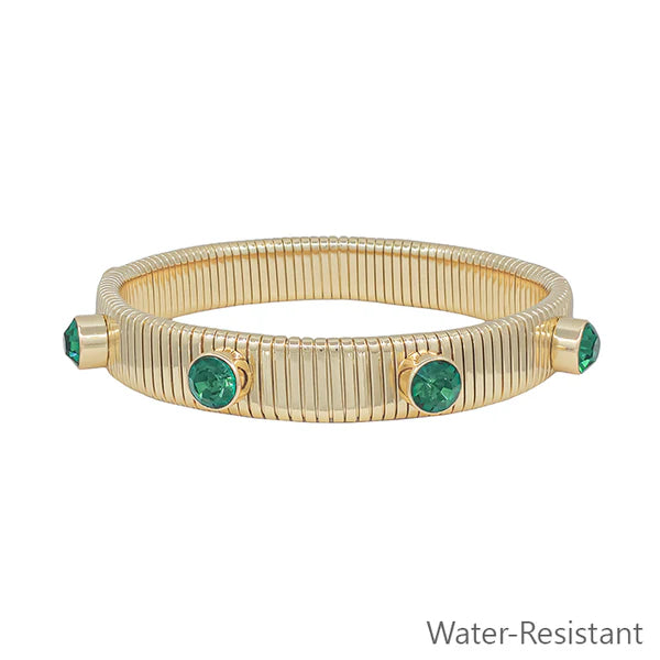 Ribbed Stretch Bracelet with Crystal Studded Accents