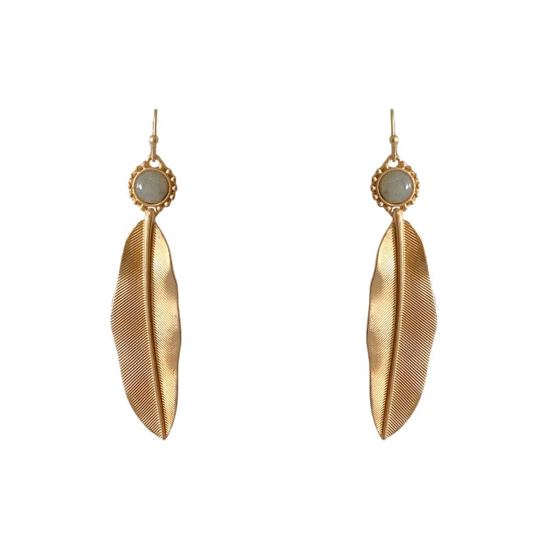 Leaf Matte Gold Drop Earrings