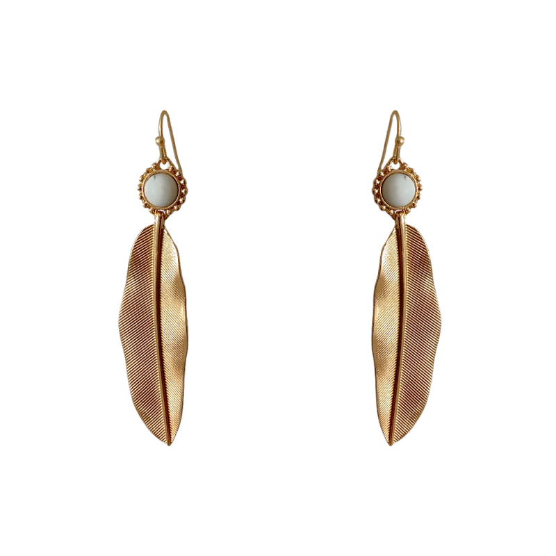 Leaf Matte Gold Drop Earrings