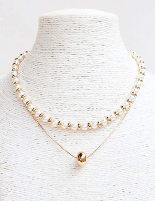 Pearl and Gold Necklace with Layered Accent