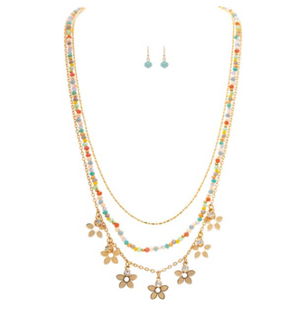 Sunshine Bloom Layered Necklace Set