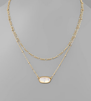 Oval Glass Layered Necklace