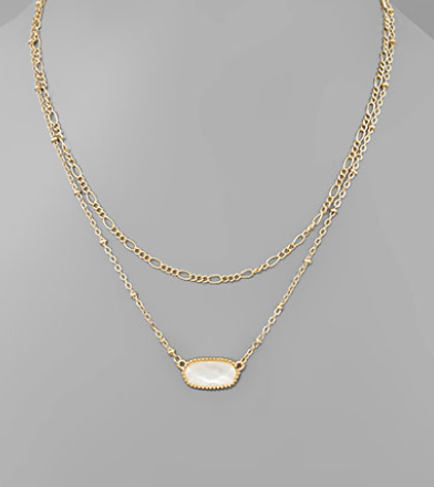 Oval Glass Layered Necklace