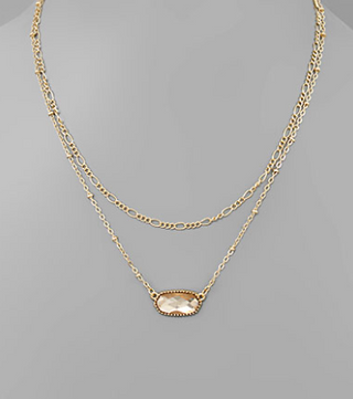 Oval Glass Layered Necklace