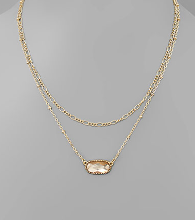 Oval Glass Layered Necklace