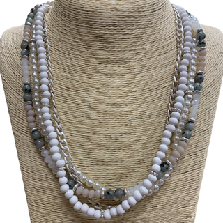 Natural Stone & Pearl Layered Necklace