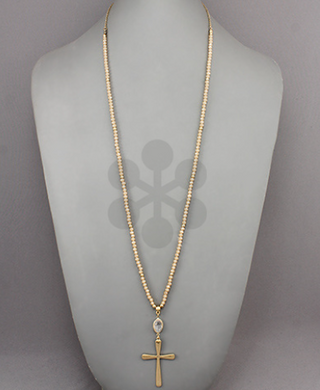 Cross Pendant Bead Necklace