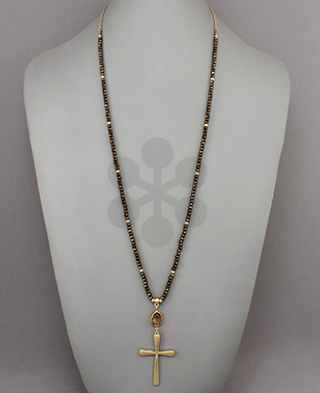 Cross Pendant Bead Necklace