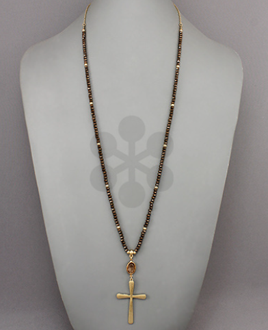Cross Pendant Bead Necklace