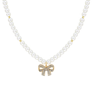 Bow Pendant Pearl Necklace