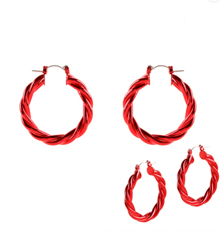 Metal Coated Rope Hoop Earring