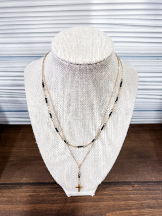 Cross Crystal Beaded Necklace