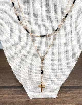 Cross Crystal Beaded Necklace