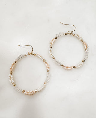 Beaded Two Tone Hoop Earrings