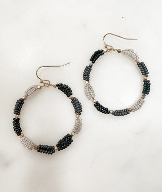 Beaded Two Tone Hoop Earrings