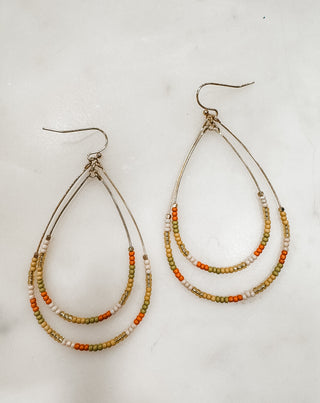 Multi Beaded Double Teardrop Earrings