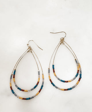 Multi Beaded Double Teardrop Earrings