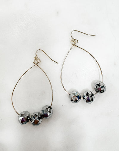 Crystal Stone Teardrop Hoop Earrings