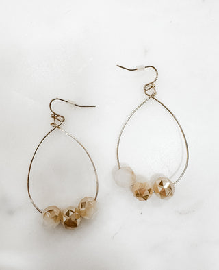 Crystal Stone Teardrop Hoop Earrings