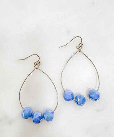 Crystal Stone Teardrop Hoop Earrings