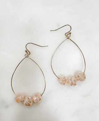 Crystal Stone Teardrop Hoop Earrings