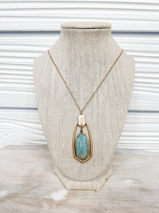 Semi-Precious Stone Teardrop Necklace