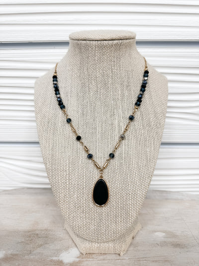 Natural & Crystal Beaded Pendant Necklace