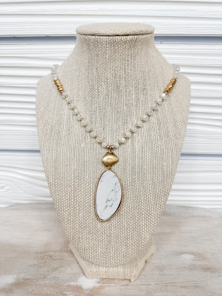 Stone Pendant Beaded String Necklace