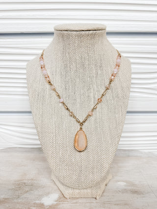 Natural & Crystal Beaded Pendant Necklace