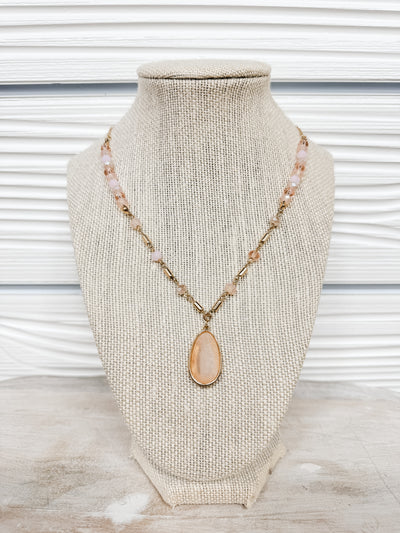 Natural & Crystal Beaded Pendant Necklace