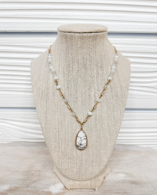 Natural & Crystal Beaded Pendant Necklace