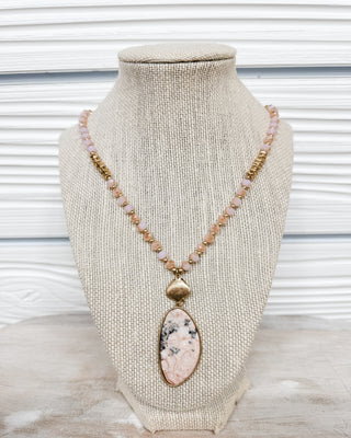 Stone Pendant Beaded String Necklace