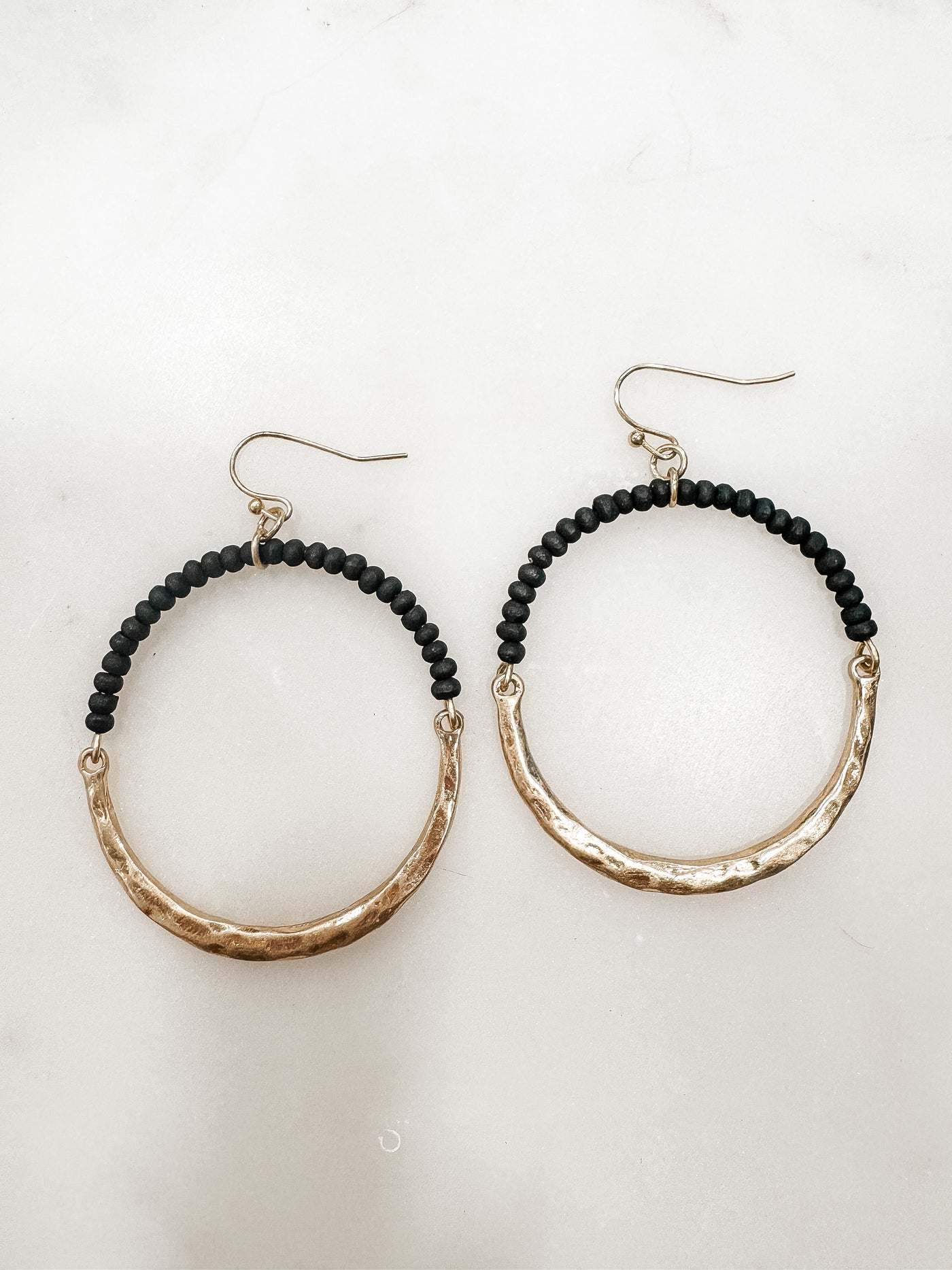 Ellie Beaded And Hammered Hoop Earrings