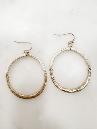 Ellie Beaded And Hammered Hoop Earrings