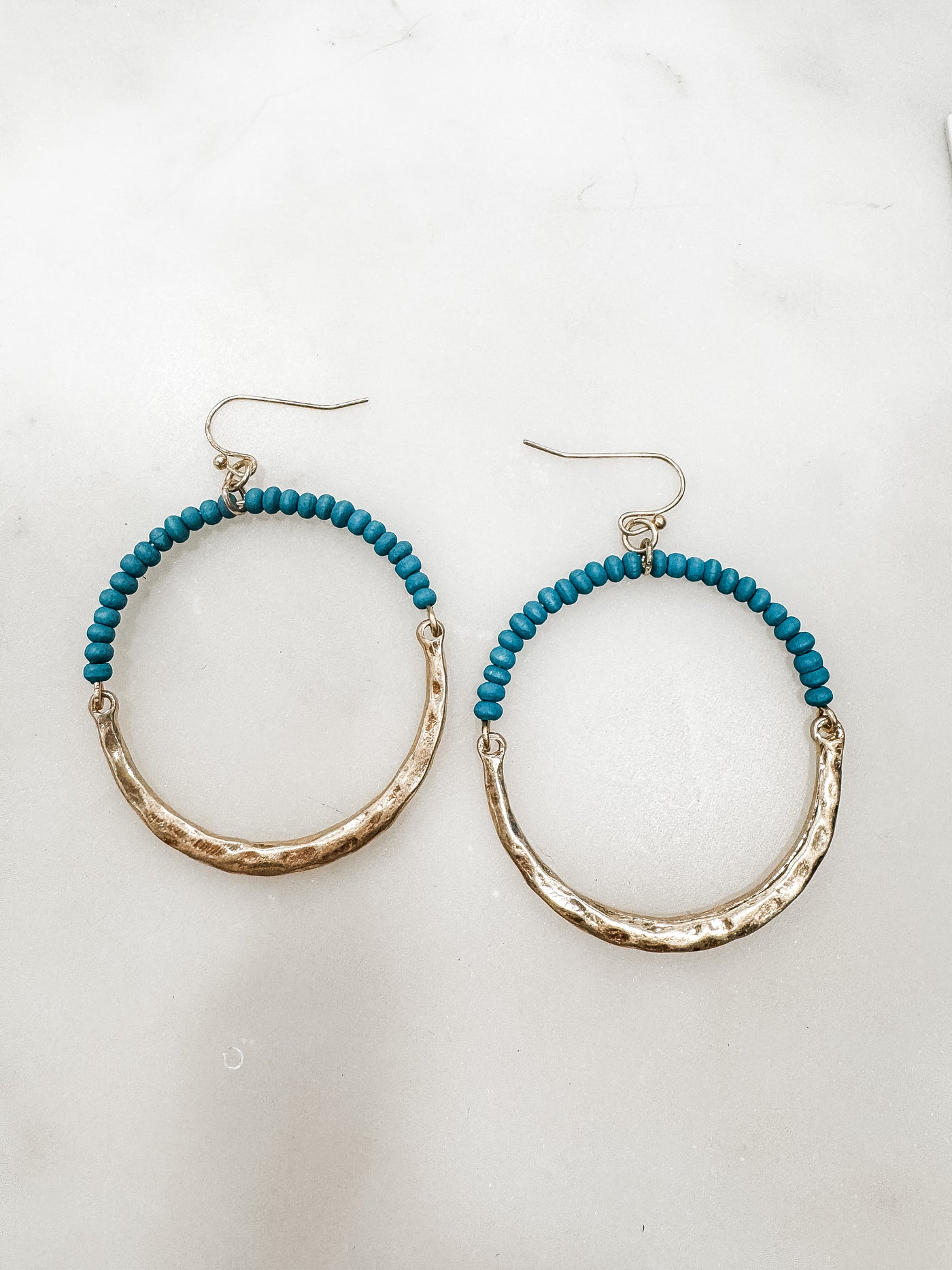 Ellie Beaded And Hammered Hoop Earrings