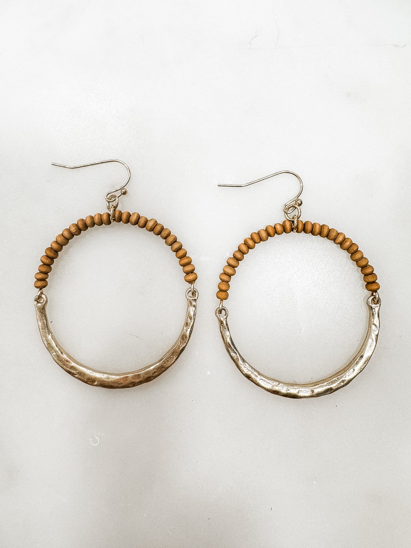 Ellie Beaded And Hammered Hoop Earrings