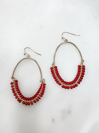 Oval Semi-Beaded Earrings