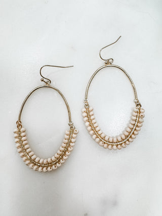 Oval Semi-Beaded Earrings