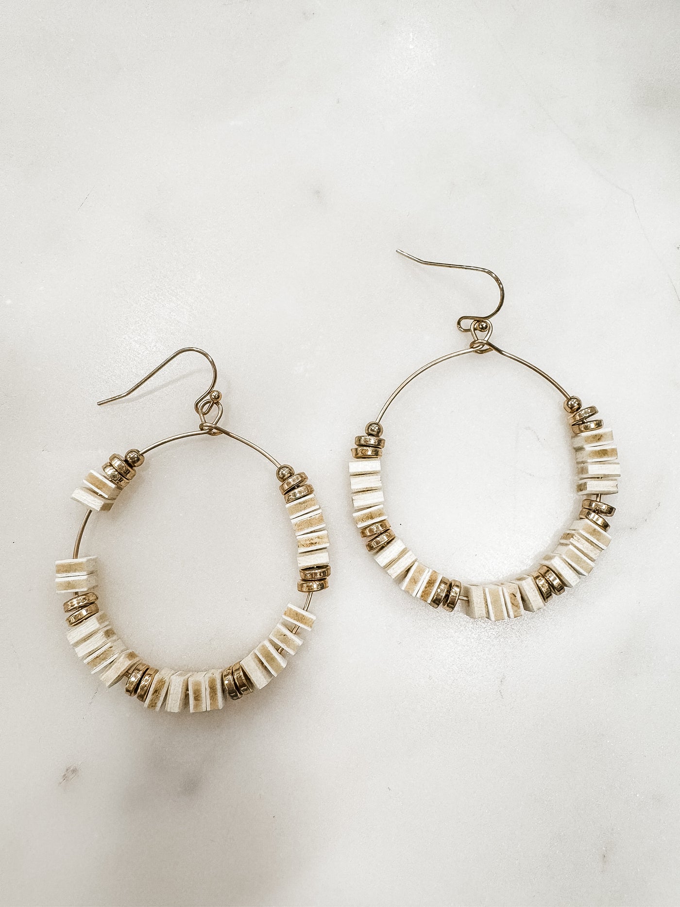 Carmen Wood and Bead Hoop Earrings